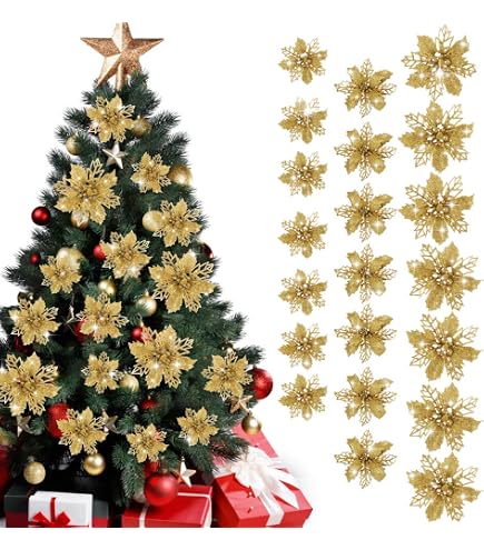 Amazon.co.jp: EXCEART クリスマスツリー飾り 人工花 造花 クリスマス